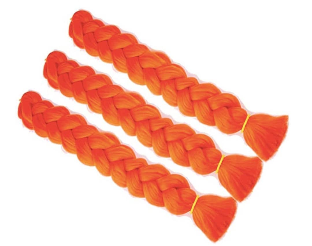 Neon Orange Non Stretched Braiding Hair Extensions Orange Braiding Hair ...