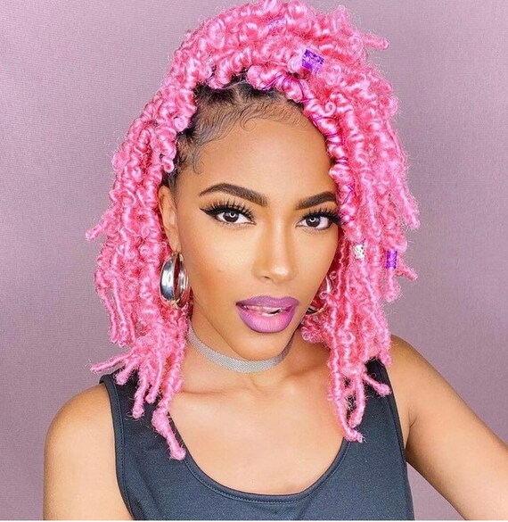 Pink Butterfly Locs Crochet Braids 6packs 20 Strands per Pack 