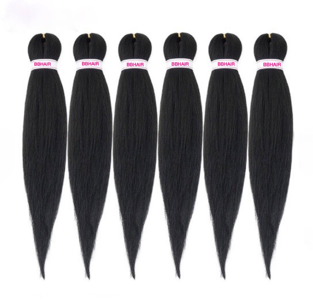 Natural Black Color 1B Braiding Hair Extensions Black Pre Stretched ...