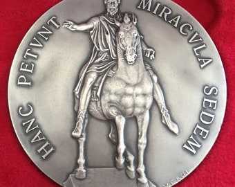 Amazing Beautiful silver medal with box, of equestrian statue of Marcus Aurelius, made for the Constitutional Treaty for Europe.