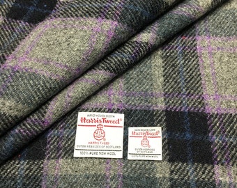 Creamy White Tartan with Kingfisher Blue Cerise Pink /& Acid Green All Sizes Harris Tweed Fabric With Authenticity Labels Wool Fabric