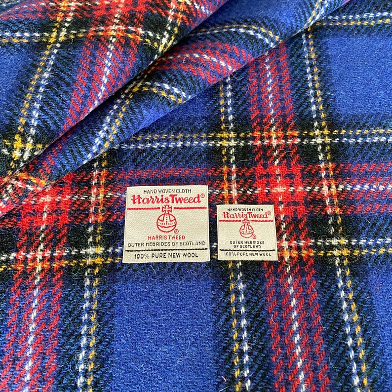Harris Tweed Fabric Blue & Red Tartan 100% Wool Fabric - Etsy
