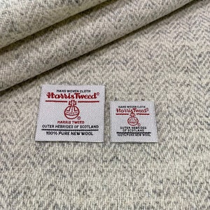 Harris Tweed Fabric, Pale Grey Herringbone, 100% Wool, Cloth, Material, With Authenticity Labels, All Sizes