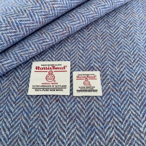 Harris Tweed Green Herringbone Fabric and Authenticity Labels Various Sizes