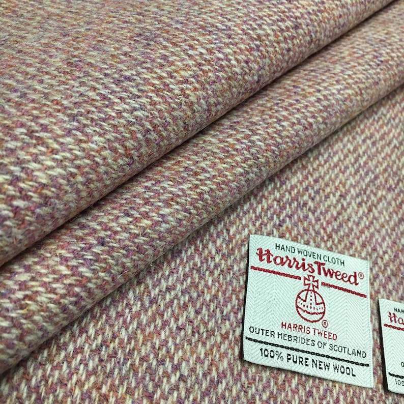 Harris Tweed Fabric Blush Pink Barleycorn Weave 100 Wool Etsy