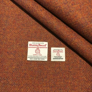Harris Tweed Fabric, Copper Brown Plain Tweed, Wool Fabric, With Authenticity Labels, All Sizes