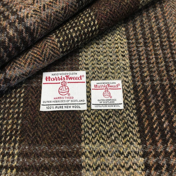 Harris Tweed Fabric Brown Herringbone Check Wool Fabric | Etsy