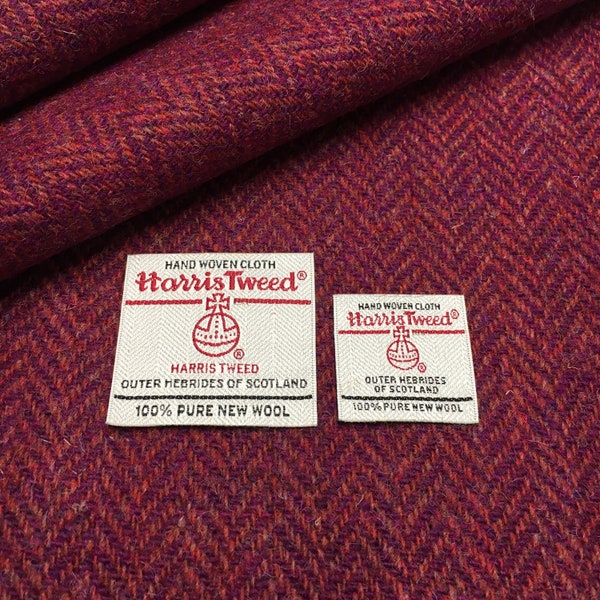 Harris Tweed Fabric, Mixed Berry Herringbone, 100% Wool, With Authenticity Labels, All Sizes