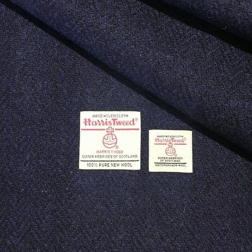 Harris Tweed Fabric Navy Blue Herringbone 100% Wool With - Etsy