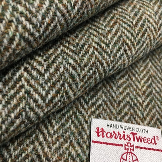 Harris Tweed Fabric, Lovat Herringbone, Brown Tones 100% Wool