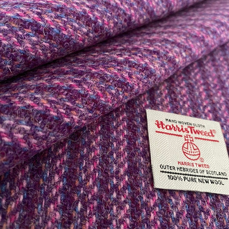 Harris Tweed Fabric Purple /& Pink Stripe 100/% Wool Fabric Piece All Sizes With Authenticity Labels