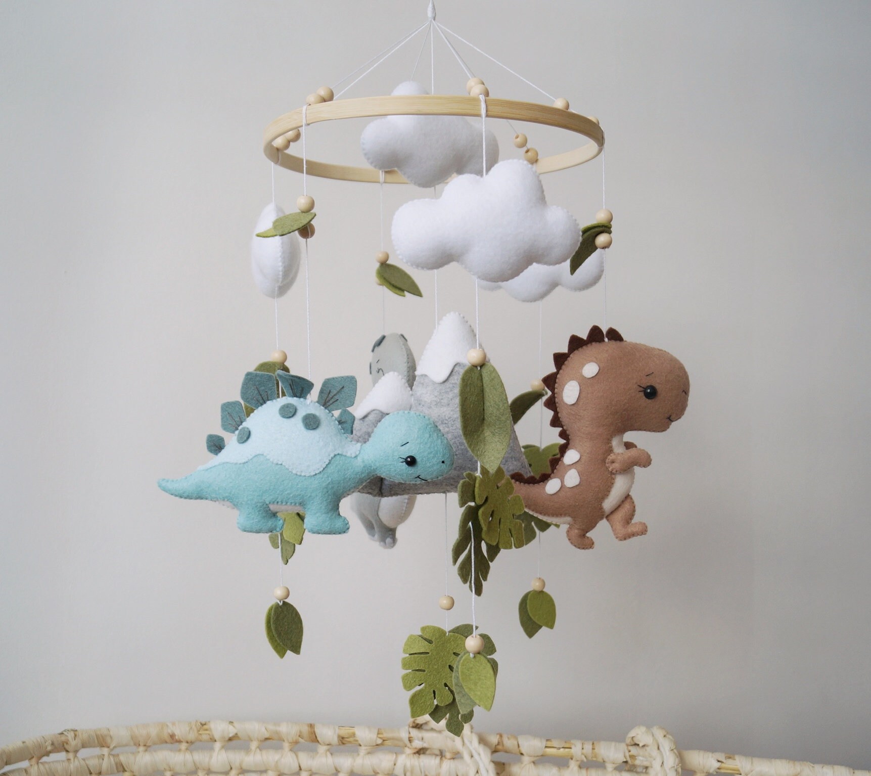 Dinosaur Mobile For Nursery Decor Hanging Felt Animals Mobile Etsy