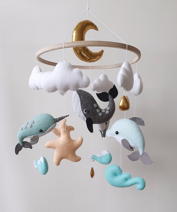 Musical Mobile Unisex Baby Crib Mobile Colorful Gift for Baby Whale