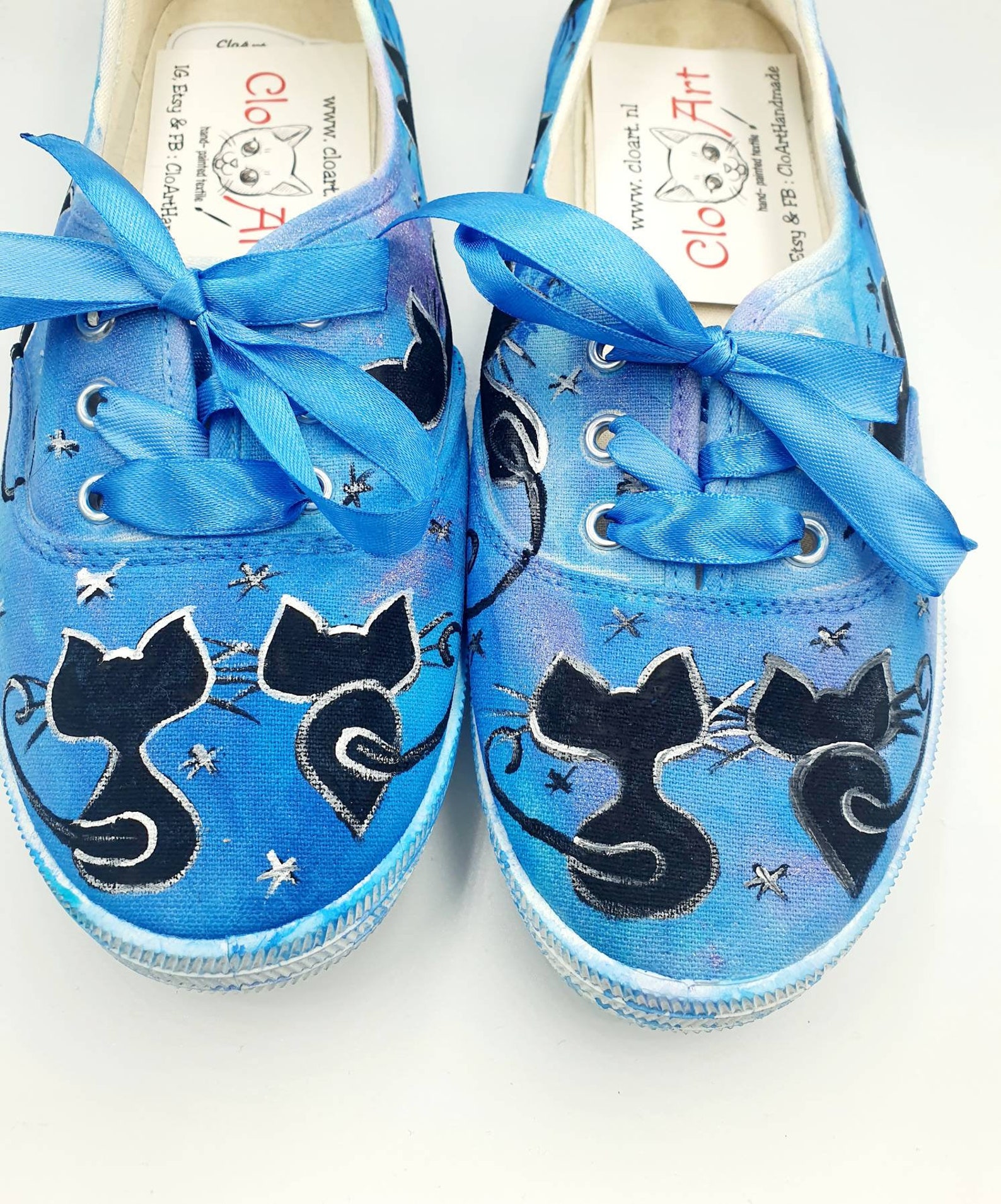 Painted Galaxy Cat Sneakers Cats Sneakers Black Cats Shoes Etsy UK