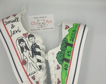 Tênis de casamento personalizados: um presente artístico exclusivo para a noiva.