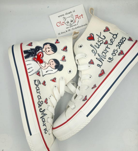 Custom Wedding Bridal Hi Tops,custom Wedding Shoes, Bridal Gift
