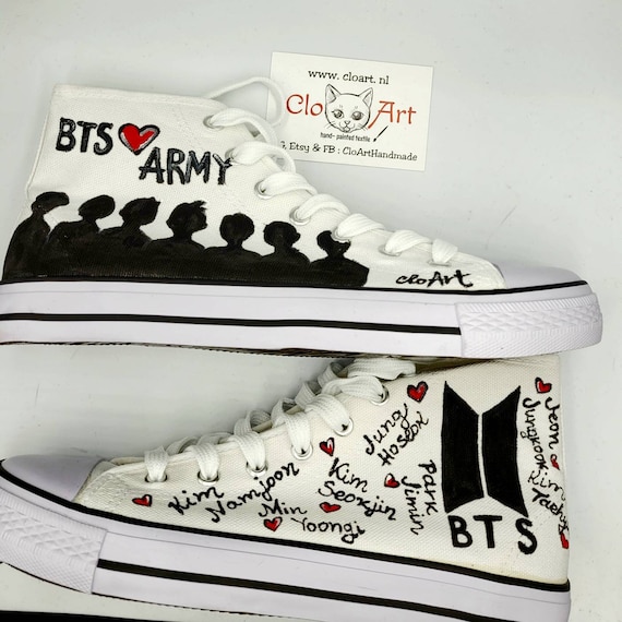 Bts Sneakers Bts Painted Hi Tops K-pop Shoes BTS Kpop BTS - Etsy Norway