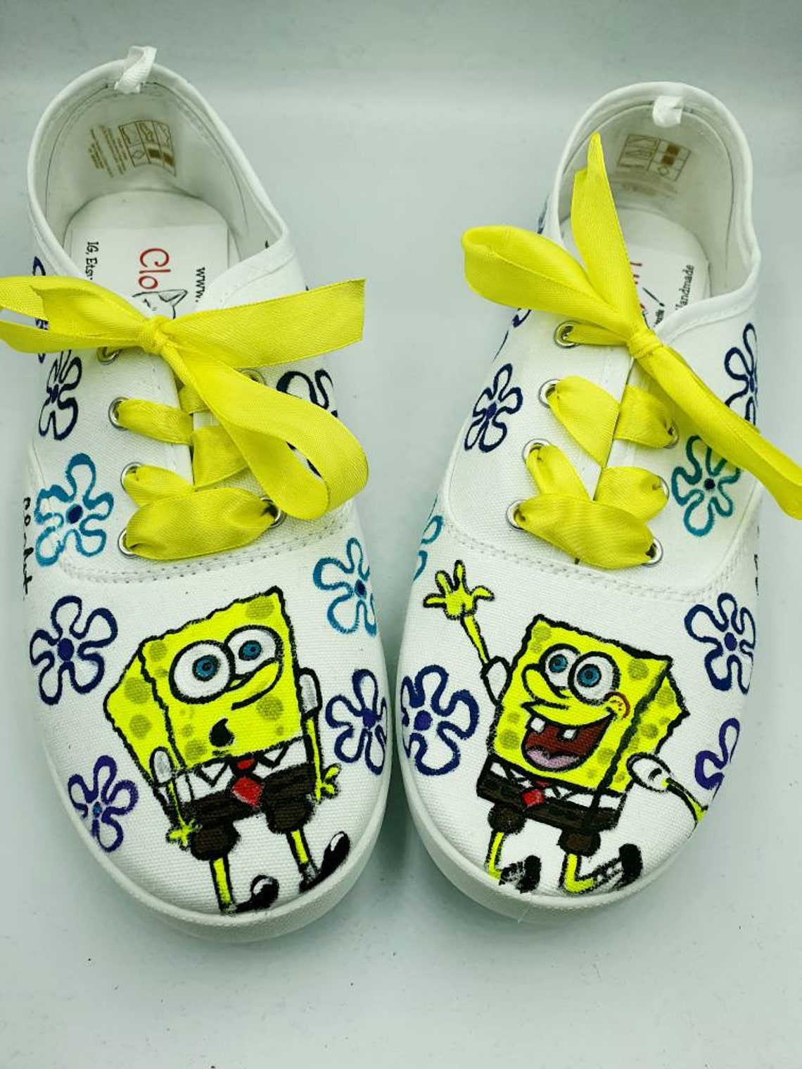 Spongebob hand painted tie sneakers painted Spongebob shoes | Etsy