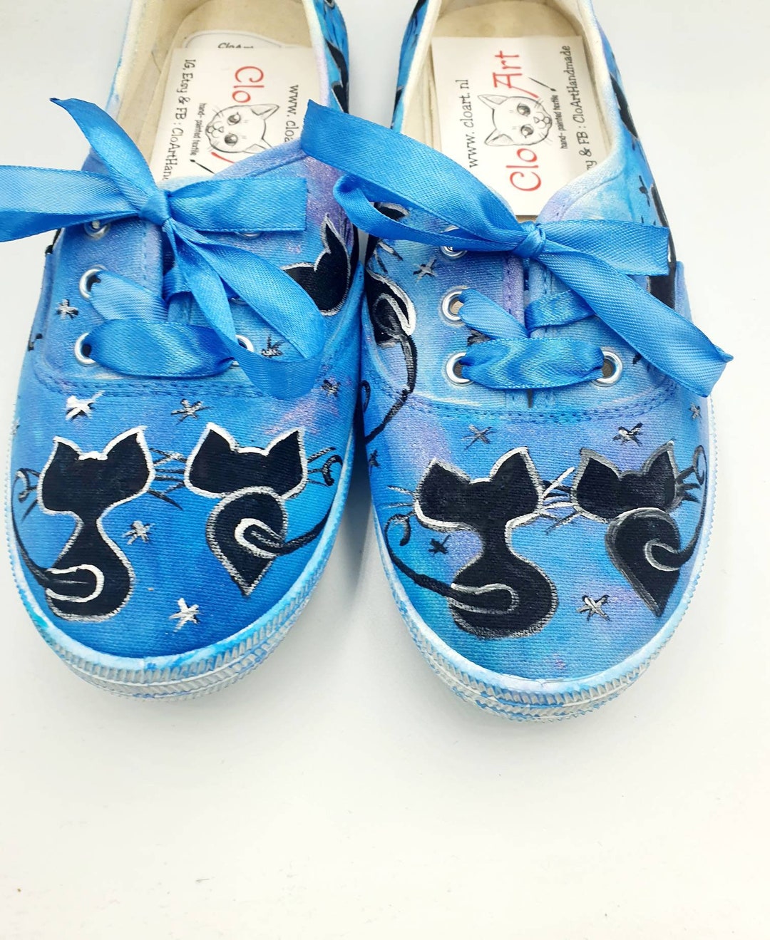 Painted Galaxy Cat Sneakers Cats Sneakers Black Cats Shoes Etsy UK