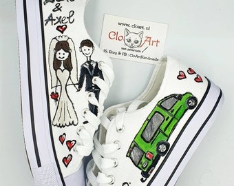 Personalized Wedding Sneakers, Custom Bridal Shoes, Hand-Painted Art Gift