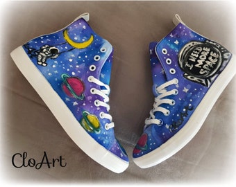 Bemalte Sneakers I need more Space Galaxy Sneakers Cosmos Schuhe Galaxy Schuhe Space Planet Stars Schuhe Personalisierte Schuhe Art