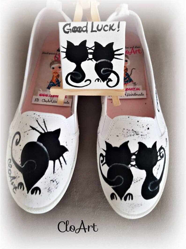 Painted Sneakers With Cats Cats Sneakers Painted Shoes Art Etsy