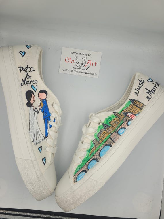 Customized Wedding Bridal Tie Sneakers, Custom Bride Shoes, Just