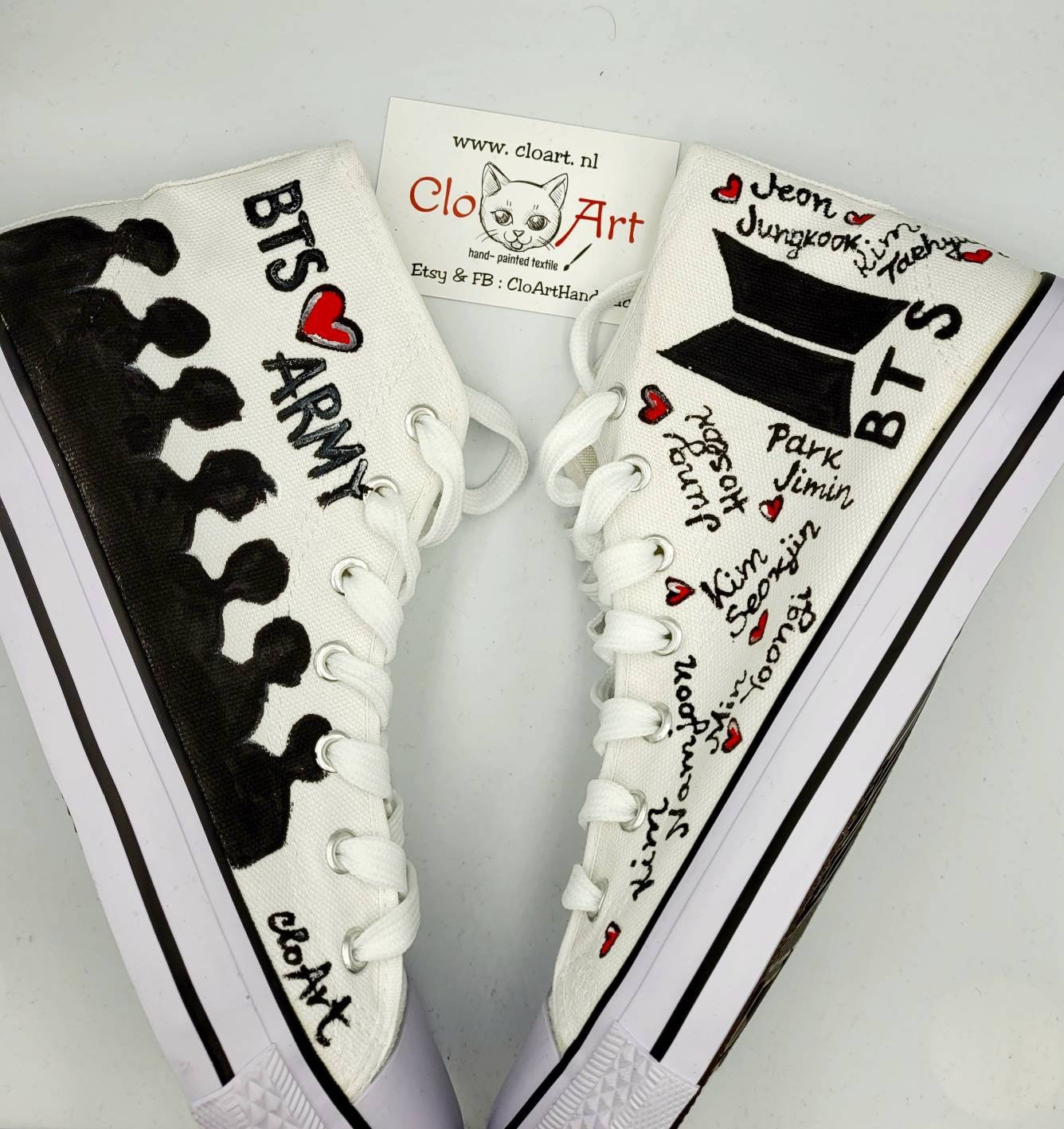 Sneakers Bts Painted Hi Tops K-pop BTS Kpop BTS Etsy Israel