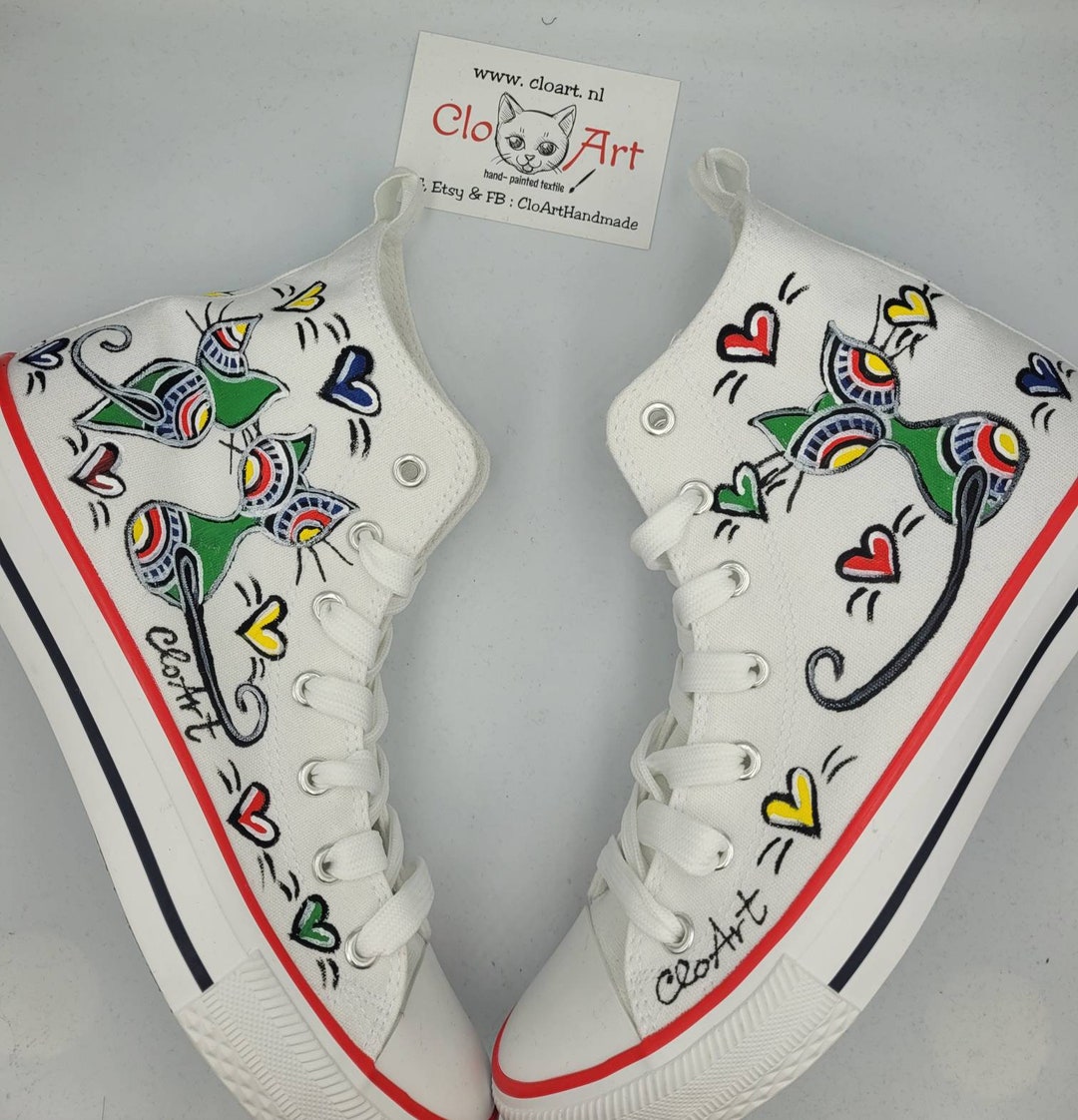 Cats Color Hi Tops, Custom Cats Shoes, Cats Lovers Shoes, Colorful Cats