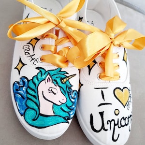 Unicorn tie sneakers, Painted unicorn shoes, I love unicorn gift, Unicorn canvas shoes, Unicorns shoes, Unicorn gift for her, Horse shoes