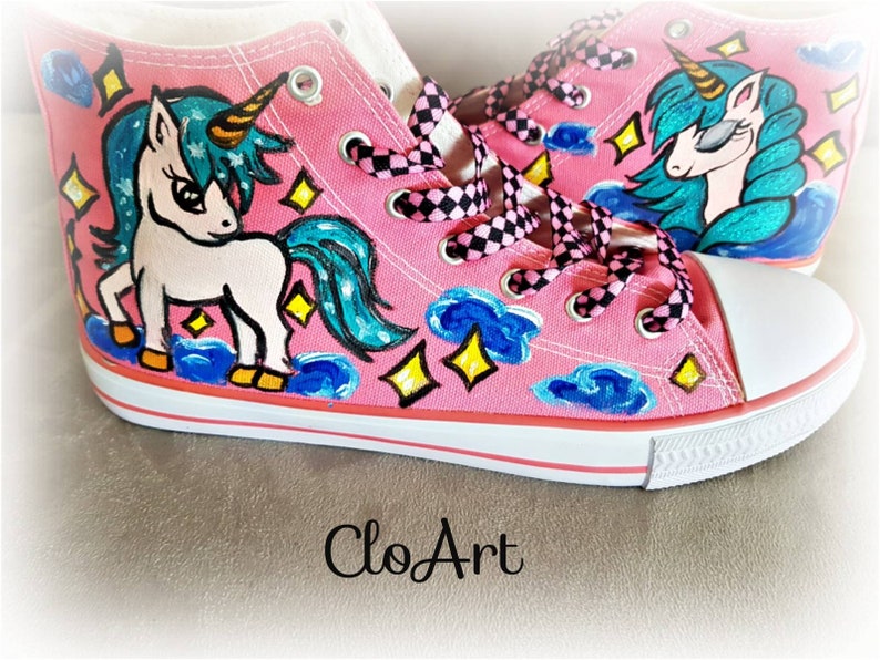 Painted shoes unicorns Painted pink shoes Cute unicorns | Etsy