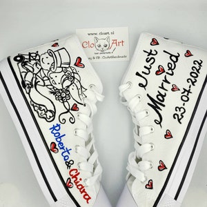 Tops altos nupciales de boda personalizados, zapatos de boda personalizados, regalo de novia, zapatillas de deporte de novia, zapatillas de deporte de novio, zapatos recién casados, regalo de boda, novia
