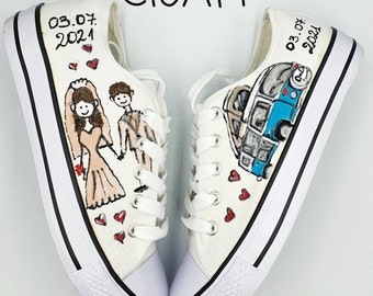 Personalized wedding tie sneakers, Wedding sneakers, Bridal sneakers, Wedding gift, Customized wedding shoes, Art wedding gift, Bridal gift