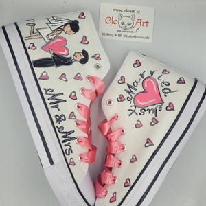 Zapatillas altas personalizadas para boda, Zapatos de boda personalizados para novios y novias, Zapatillas para recién casados, Zapatos para el día de la boda, Zapatillas para novias, Regalos personalizados, Di sí