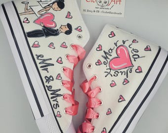 Custom Wedding Hi-Tops, Bridal Sneakers, Mr & Mrs Shoes