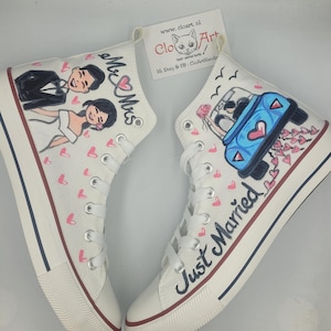 Zapatillas altas personalizadas para bodas, zapatos personalizados para novios y novias, regalo para recién casados, zapatos para el día de la boda, zapatillas para novios y novias, zapatos para damas de honor