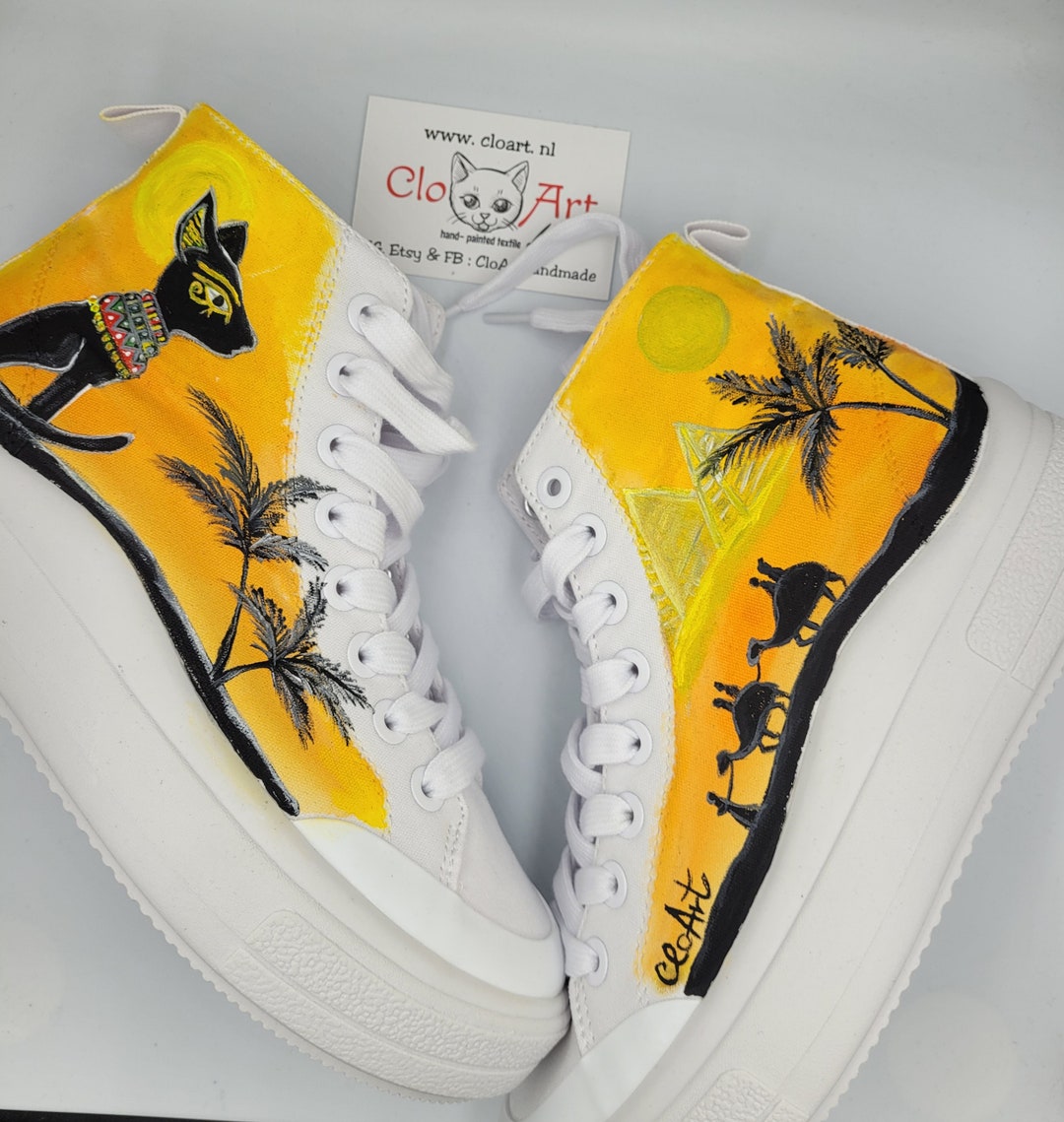 Custom Egypt Sneakers Egypt Cat Shoes Camel Lovers Shoes Etsy