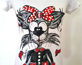Painted cute cats t-shirt, Christmas cats gift, Love cats gift, Art cat top, Crazy and funny painted cats, Cat lovers t-shirt,  Art cat