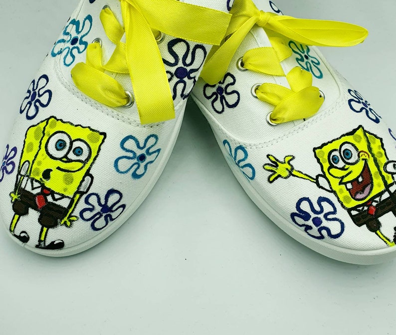 Spongebob Hand Painted Tie Sneakers Painted Spongebob Shoes - Etsy