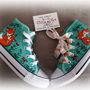 Painted fox sneakers Sweet fox Fox shoes Painted Shoes with fox Customized Shoes Personalized Sneakers Custom shoes Gift for kids Art Shoes