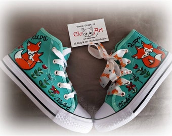 Painted Fox Sneakers Sweet Fox Fox Shoes Painted Shoes With Fox