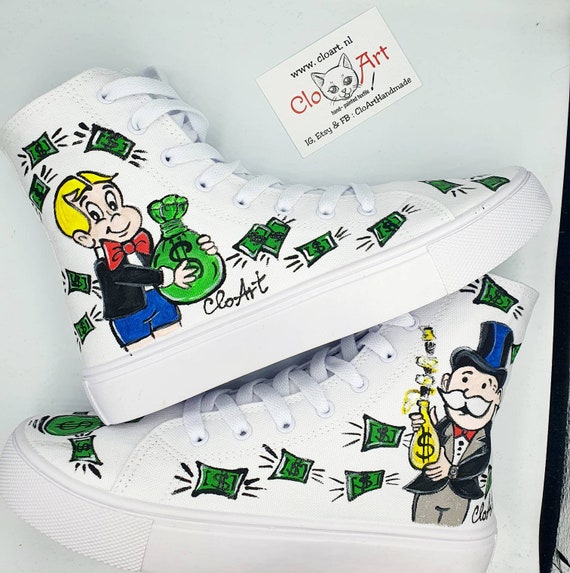 Monopoly Custom Hi Tops Monopoly Man Shoes Richie Rich Hi - Etsy