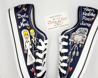 Custom Hand-Painted Wedding Sneakers, Groom & Bride Shoes