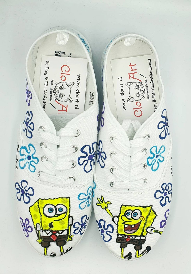 Spongebob Hand Painted Tie Sneakers Painted Spongebob Shoes - Etsy