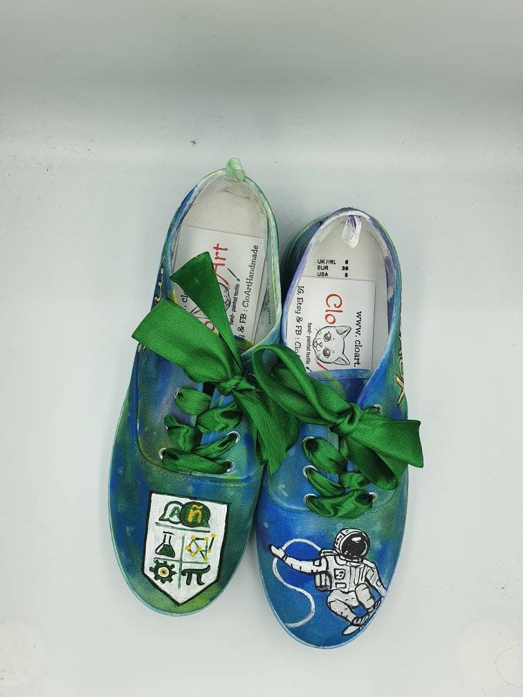Custom design tie sneakers Sumac and Voyagers, Cosmos sneakers, Galaxy Sneakers, Sumac logo sneakers,Painted galaxy custom tie sneakers