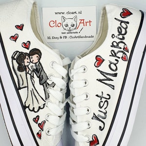 Customized painted wedding tie sneakers, Wedding sneakers for bride, Wedding shoes, Custom wedding sneakers, Bride art sneakers,Custom shoes