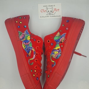 Painted cats tie sneakers, Cats tie sneakers, Colorful shoes, Cute cats gift, Women cats gift, Cats lovers sneakers, Custom red canvas shoes