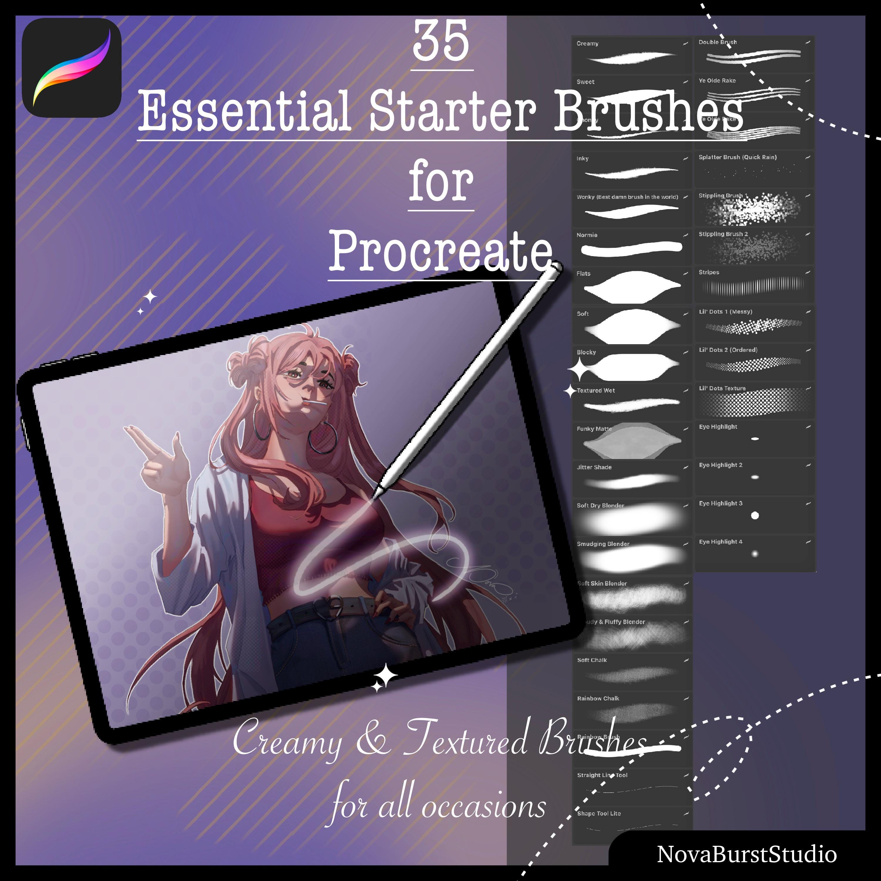 35 Pinceles Esenciales de Inicio para Procreate – Set Completo para Principiantes