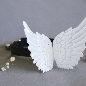 The Angelina Collar - cute beautiful angelic white fabric angel cat wings collar - cat kitty tiny dog