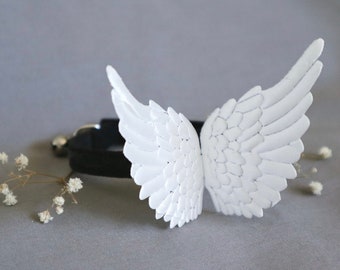 Angelina Angel Wing Collar | Adjustable Black Velvet Collar & Breakaway Clasp